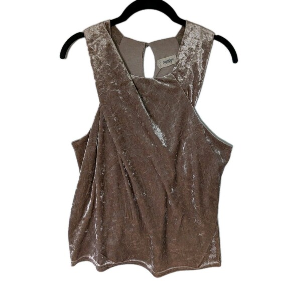 Porridge Anthropologie Velvet Sleeveless Top Size M Beige Keyhole Lined - Picture 1 of 7